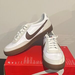 Nike White and Brown Leather Sneakers